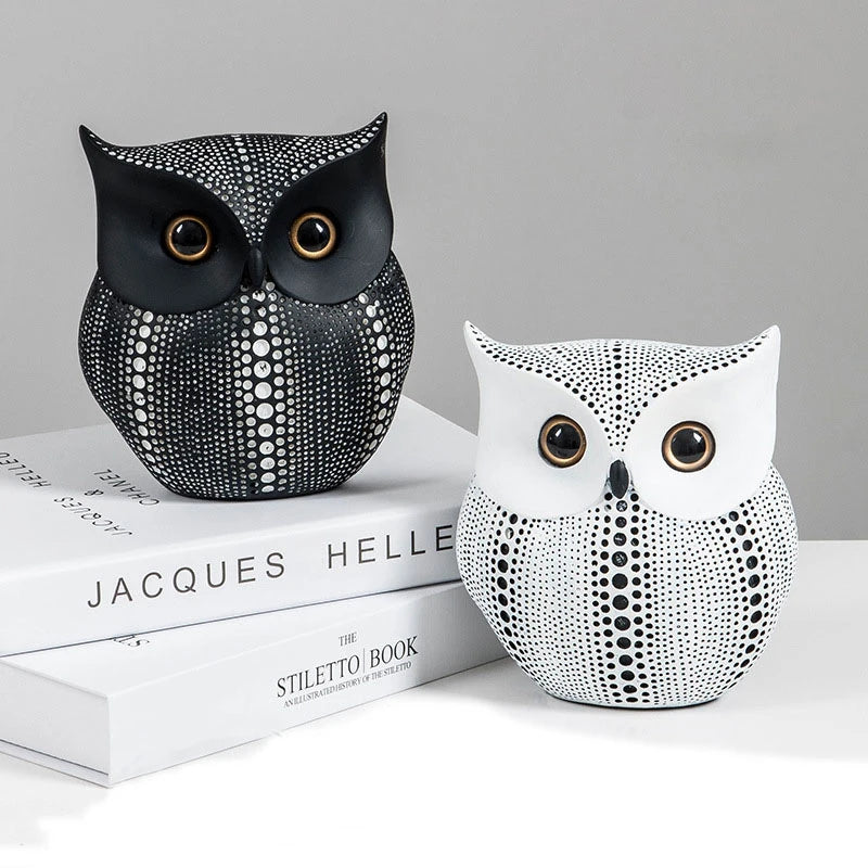 Nordic Style Owls Ornament, Resin Craft Bird