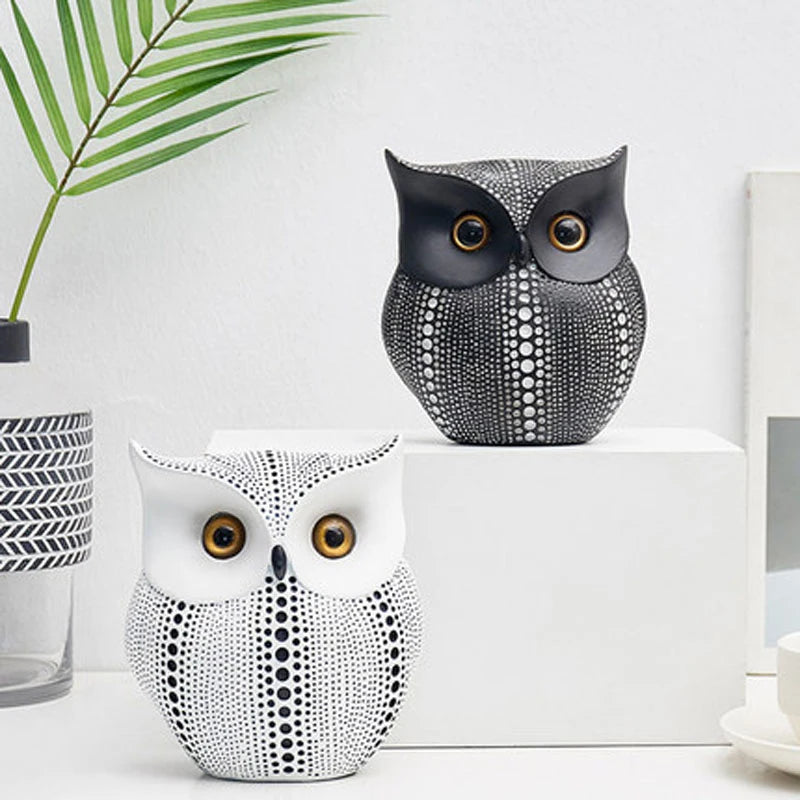Nordic Style Owls Ornament, Resin Craft Bird
