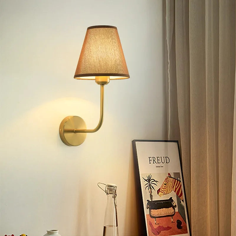 E27 American fabric wall lamp simple hotel room