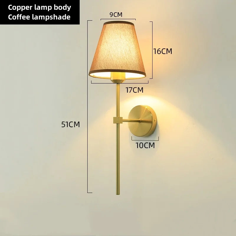 E27 American fabric wall lamp simple hotel room