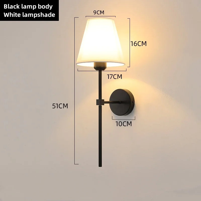 E27 American fabric wall lamp simple hotel room
