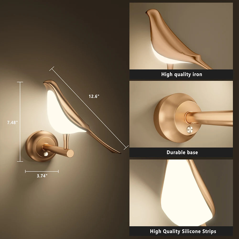 Nordic Wall Lights Rotatable Golden Bird LED