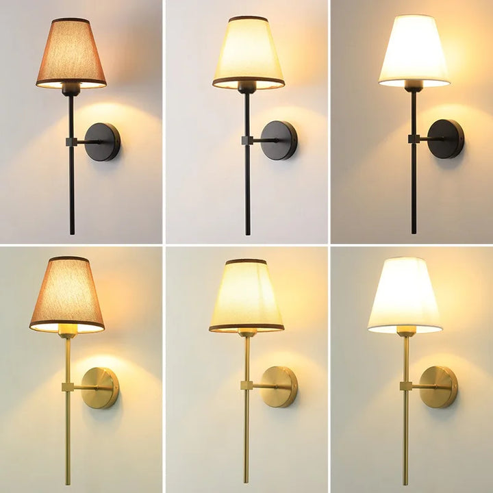 E27 American fabric wall lamp simple hotel room