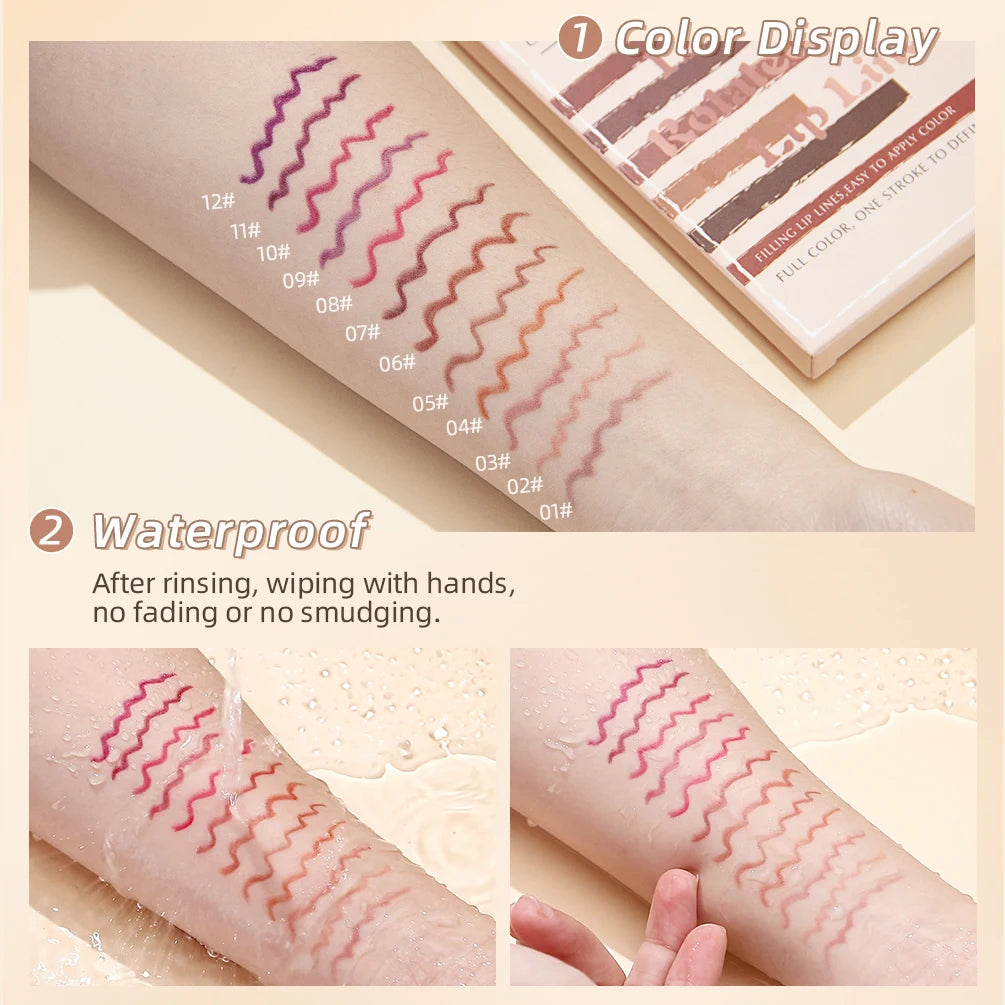 12pcs Lip Liner Pencil Set Matte Nude Contour