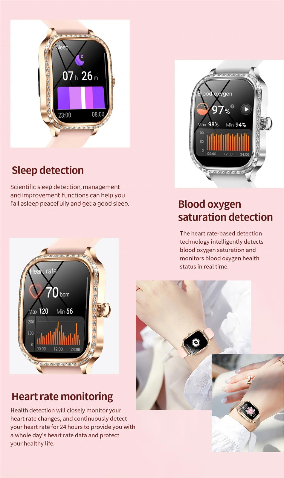 LIGE Smart Watch Women Waterproof Bluetooth