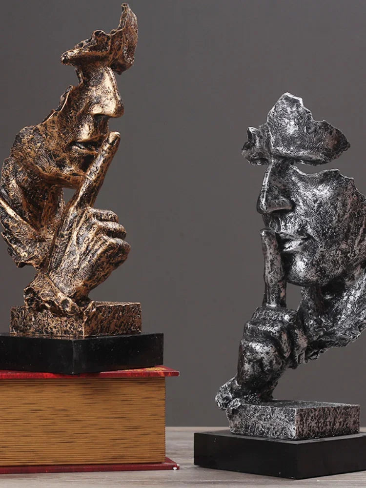 Bronze Silence Is Golden Statue Ornaments