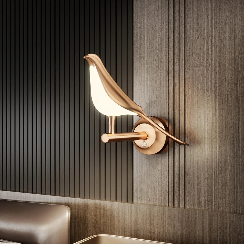 Nordic Wall Lights Rotatable Golden Bird LED