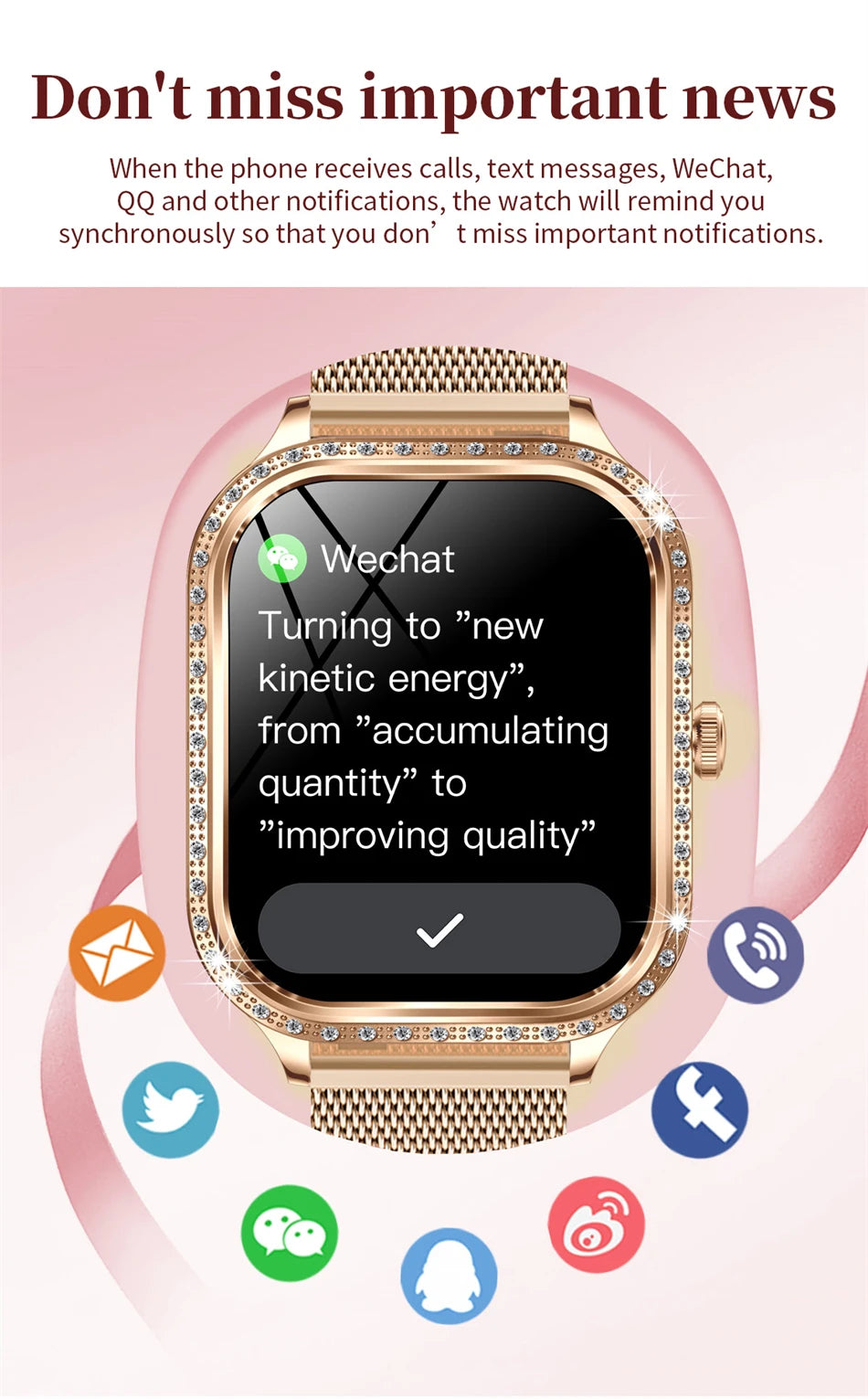 LIGE Smart Watch Women Waterproof Bluetooth