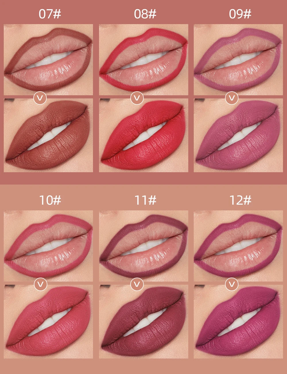 12pcs Lip Liner Pencil Set Matte Nude Contour