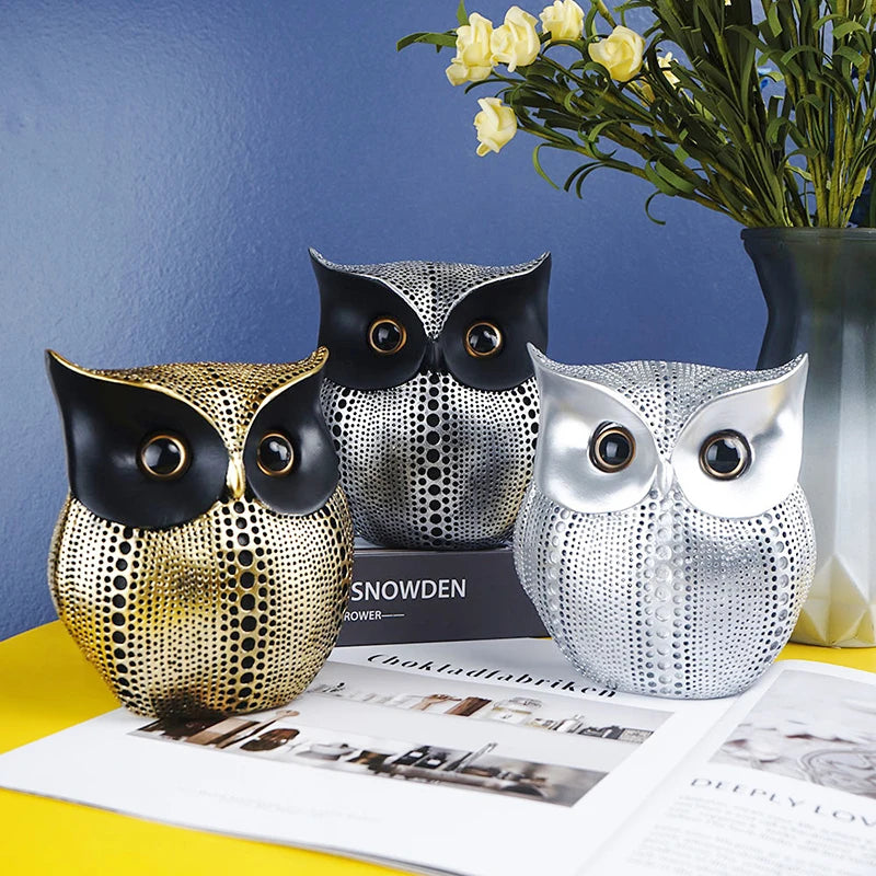 Nordic Style Owls Ornament, Resin Craft Bird