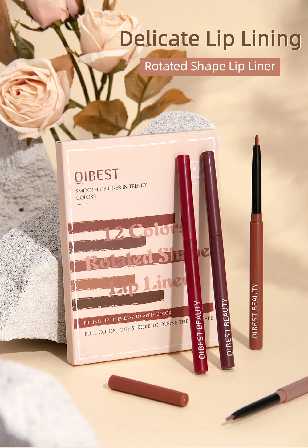 12pcs Lip Liner Pencil Set Matte Nude Contour