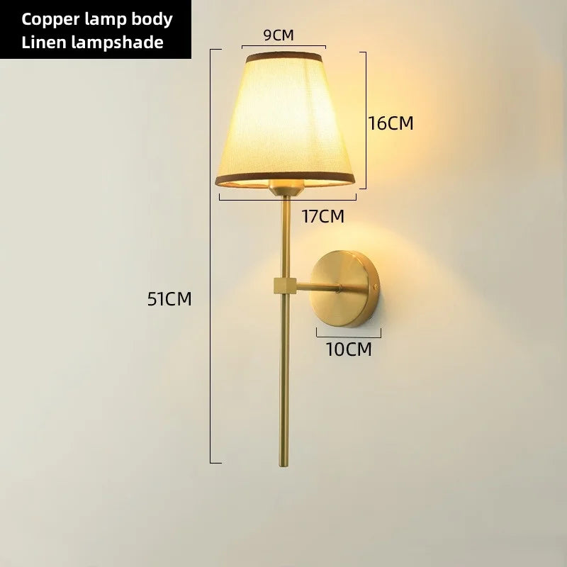 E27 American fabric wall lamp simple hotel room