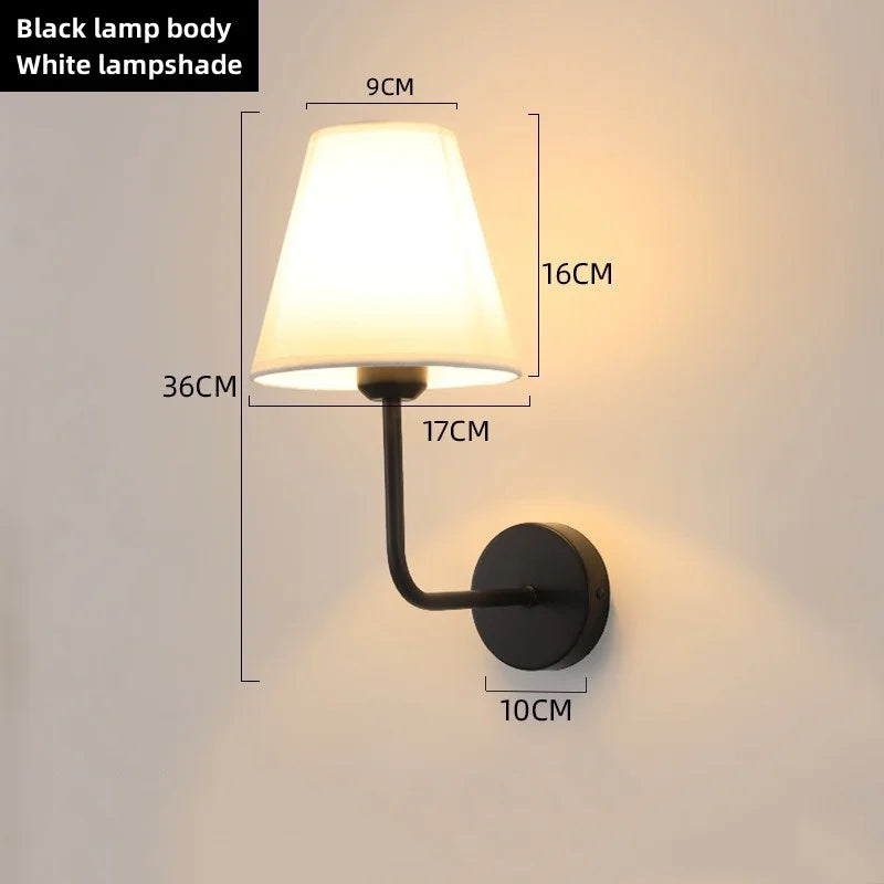E27 American fabric wall lamp simple hotel room