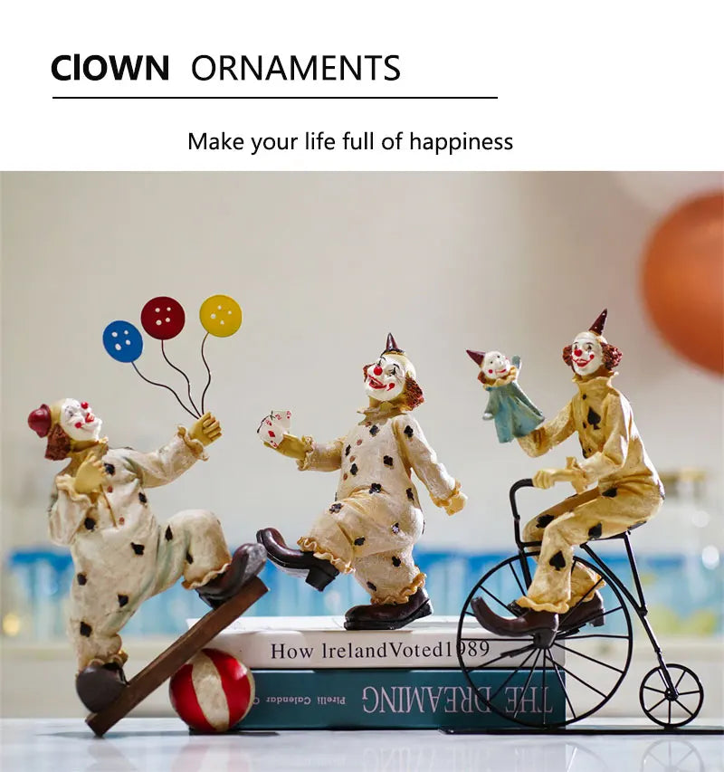 Circus Clown Statue Ornament Buffoon Doll