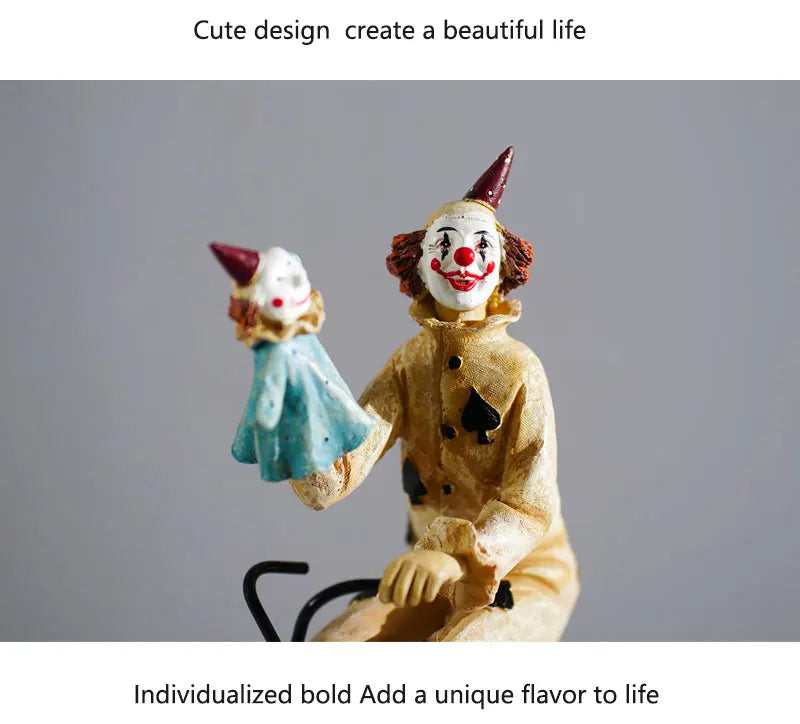 Circus Clown Statue Ornament Buffoon Doll