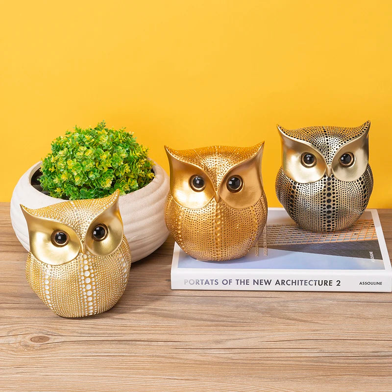 Nordic Style Owls Ornament, Resin Craft Bird