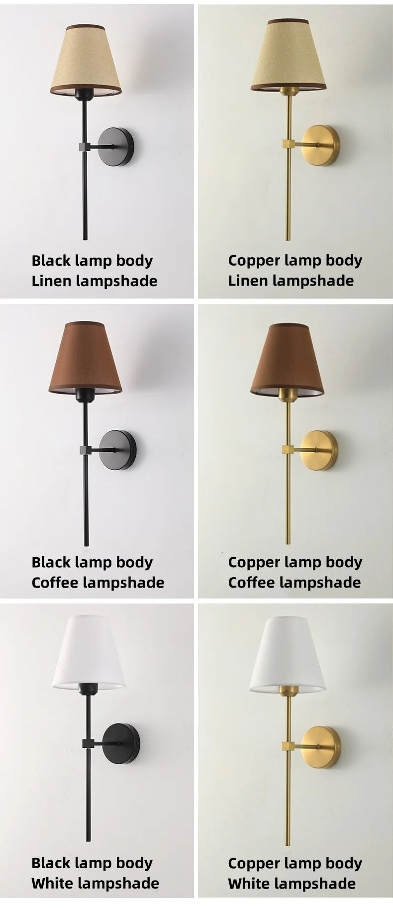 E27 American fabric wall lamp simple hotel room