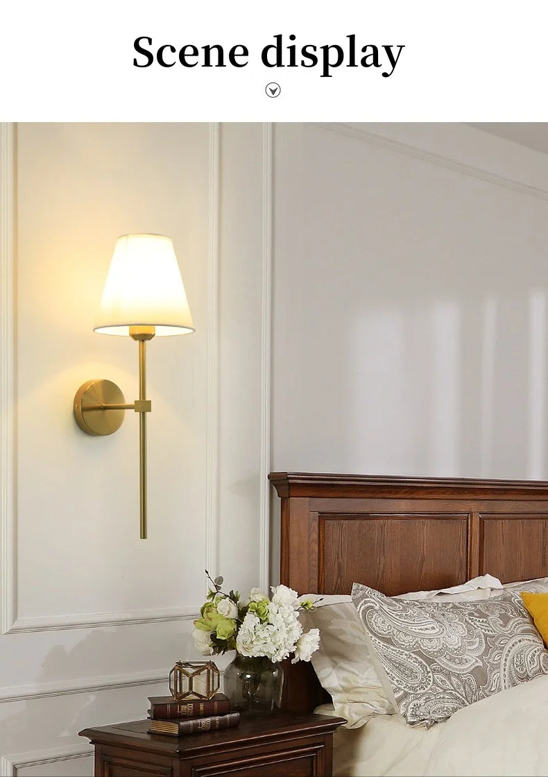 E27 American fabric wall lamp simple hotel room