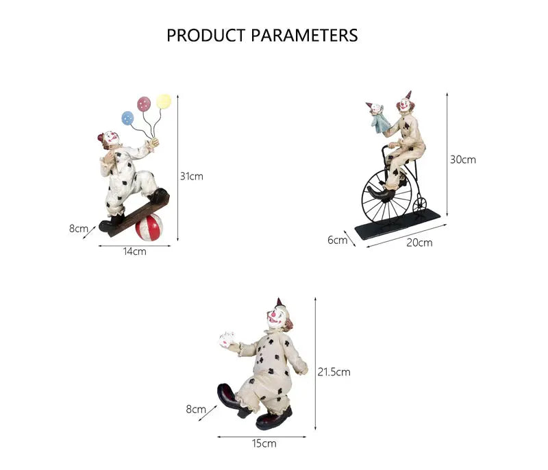 Circus Clown Statue Ornament Buffoon Doll