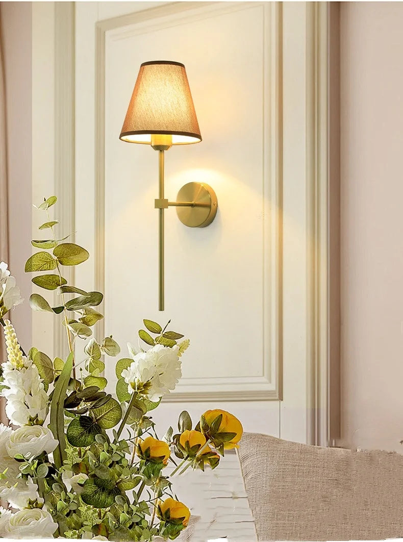 E27 American fabric wall lamp simple hotel room