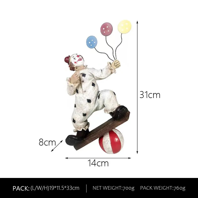 Circus Clown Statue Ornament Buffoon Doll