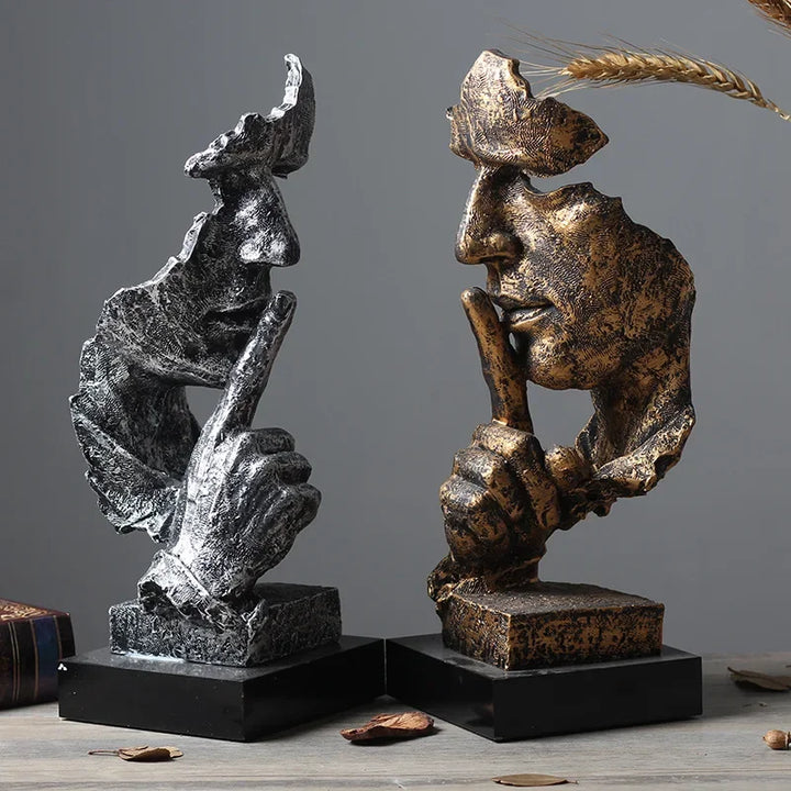 Bronze Silence Is Golden Statue Ornaments