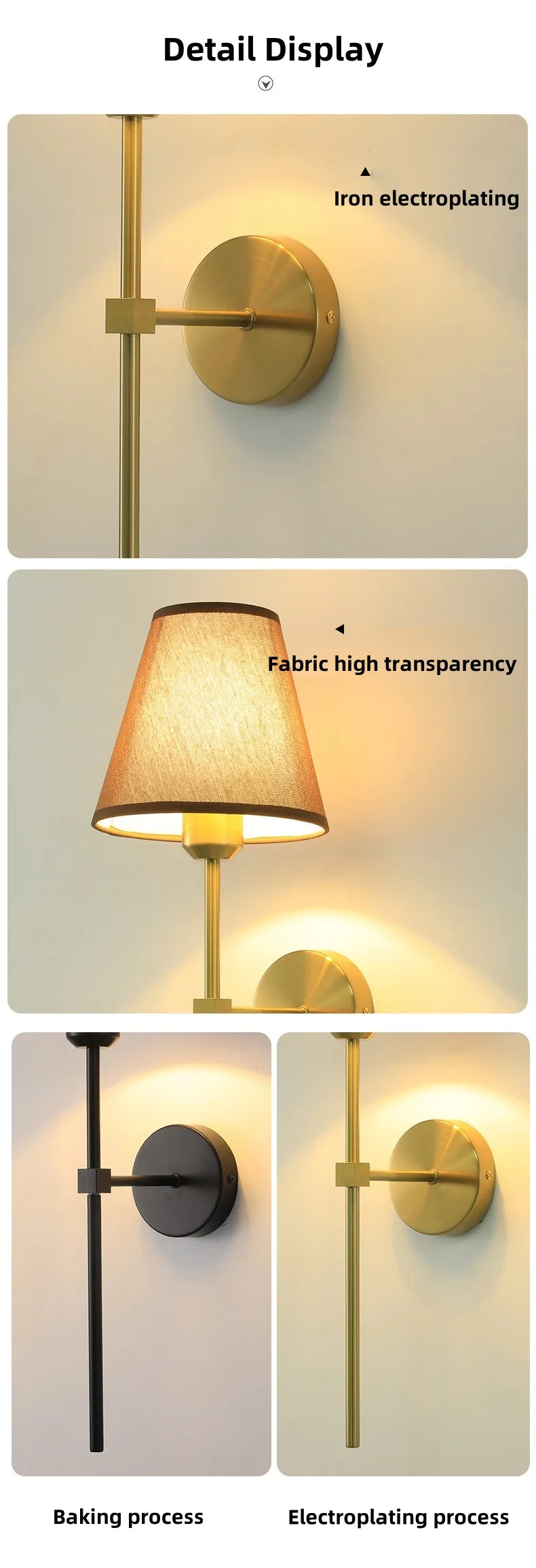 E27 American fabric wall lamp simple hotel room