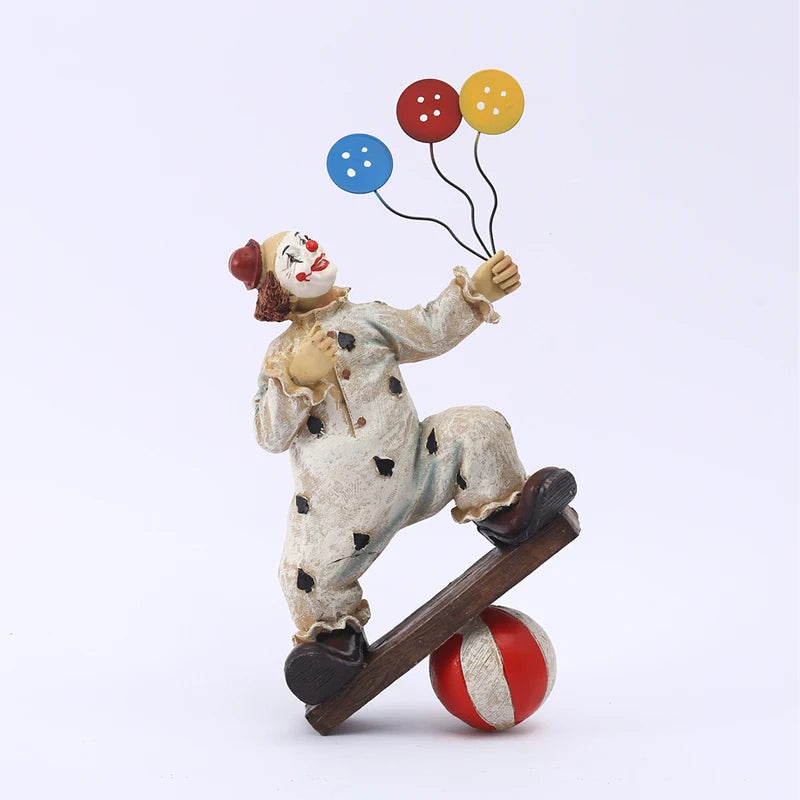 Circus Clown Statue Ornament Buffoon Doll