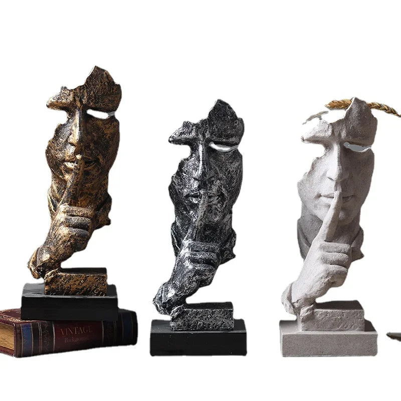 Bronze Silence Is Golden Statue Ornaments