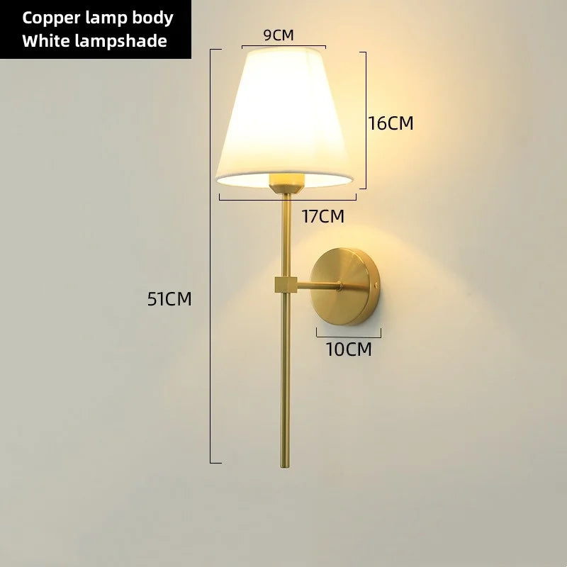 E27 American fabric wall lamp simple hotel room