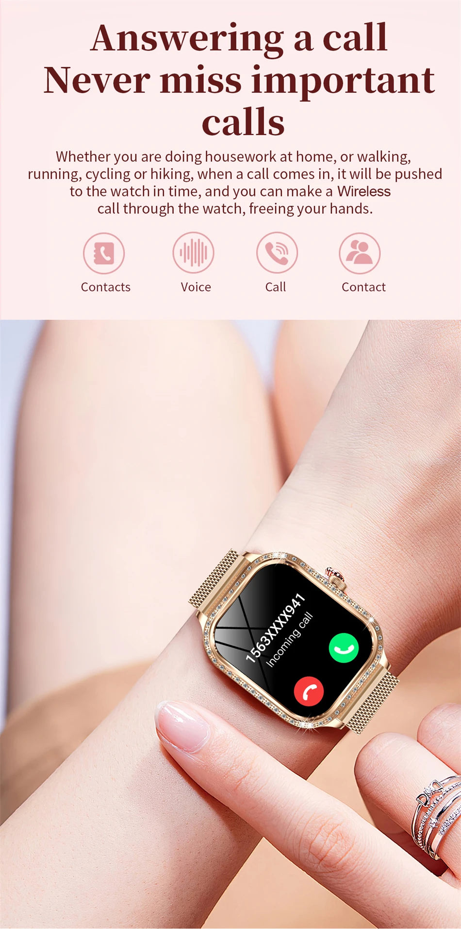 LIGE Smart Watch Women Waterproof Bluetooth