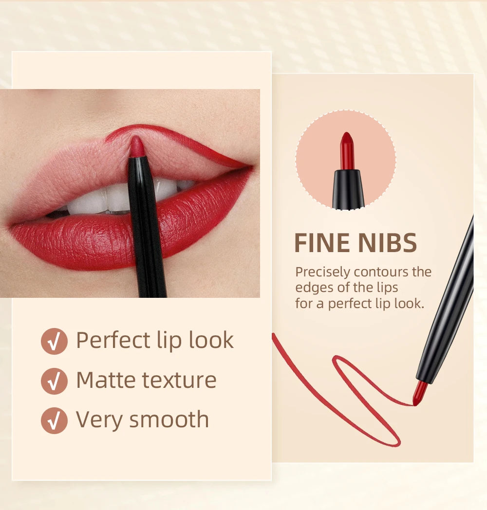 12pcs Lip Liner Pencil Set Matte Nude Contour