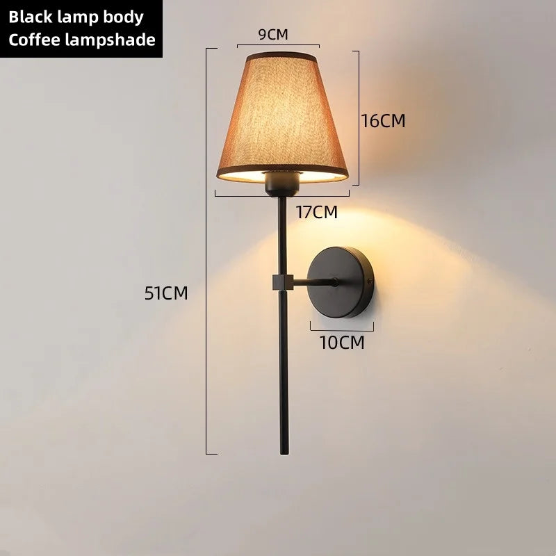 E27 American fabric wall lamp simple hotel room