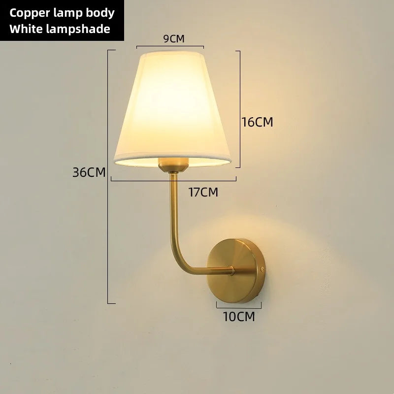 E27 American fabric wall lamp simple hotel room