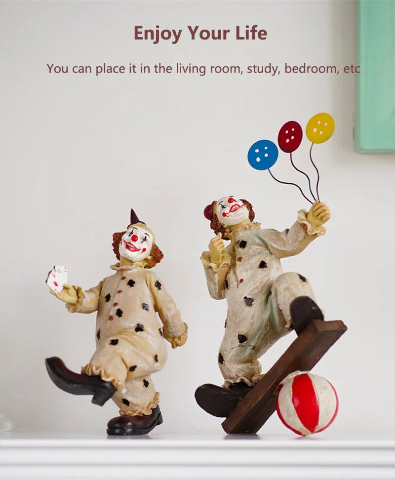 Circus Clown Statue Ornament Buffoon Doll