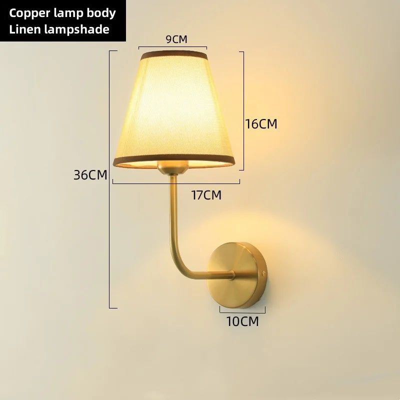 E27 American fabric wall lamp simple hotel room