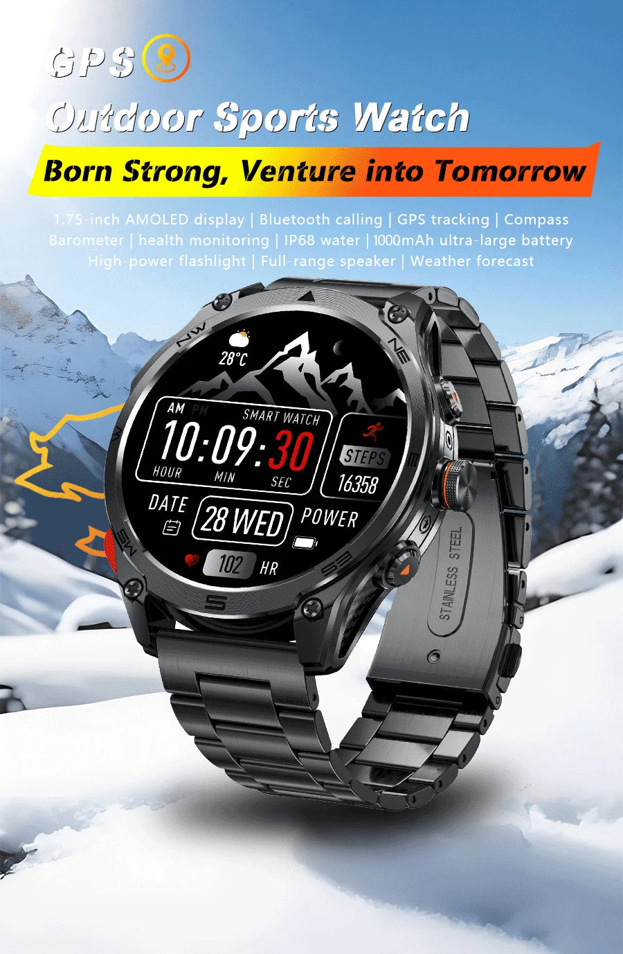 2025 New GPS Sports Smart Watch Men LED