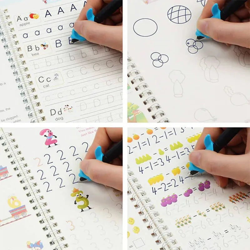 Sank Magic Book + Magic Pen Practice Copybook For Montessori Kids (Set Of 4)