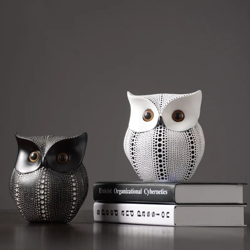 Nordic Style Owls Ornament, Resin Craft Bird