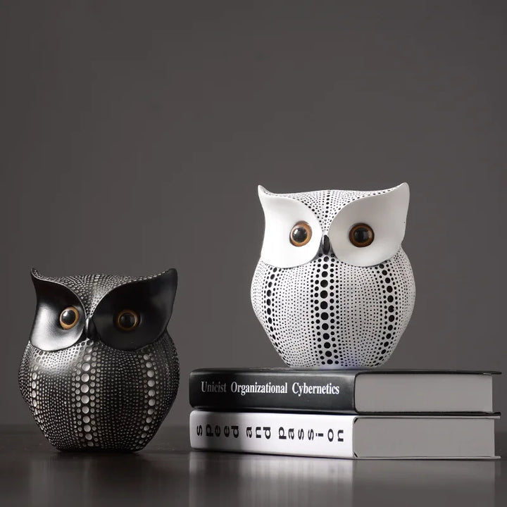 Nordic Style Owls Ornament, Resin Craft Bird
