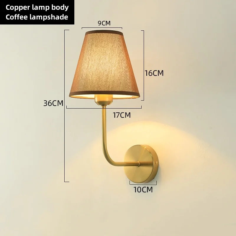 E27 American fabric wall lamp simple hotel room
