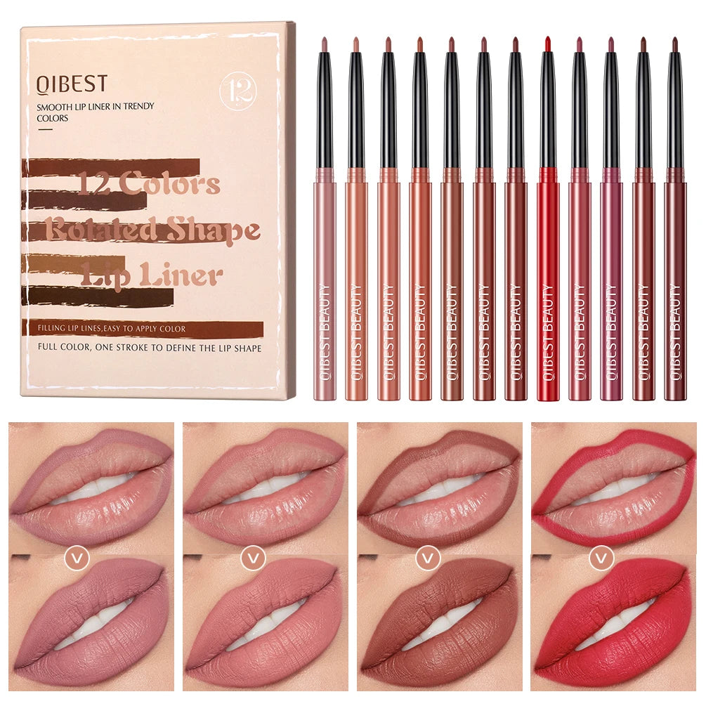 12pcs Lip Liner Pencil Set Matte Nude Contour