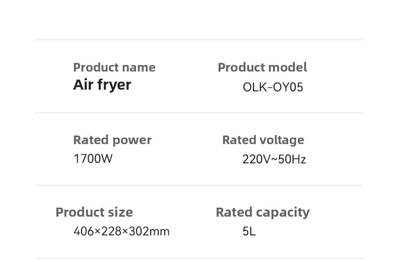 220V 5L Visual Air Fryer with Transparent Window