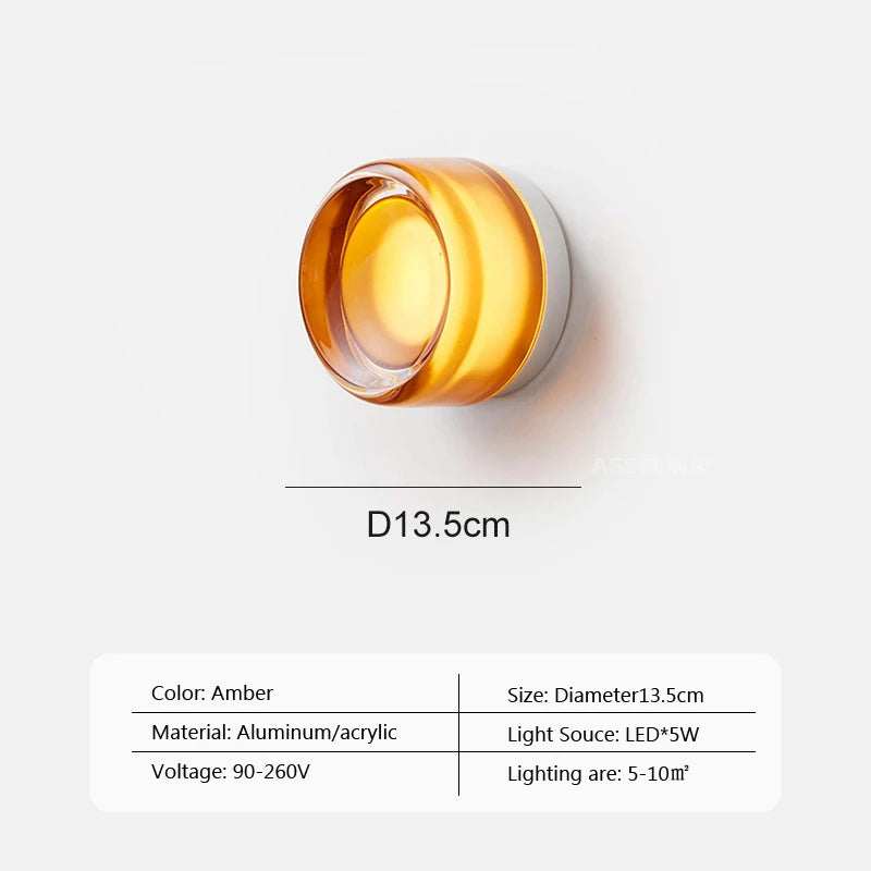Modern LED Wall Lamp Living Room Amber Jelly