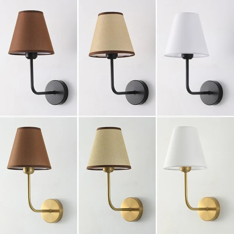 E27 American fabric wall lamp simple hotel room