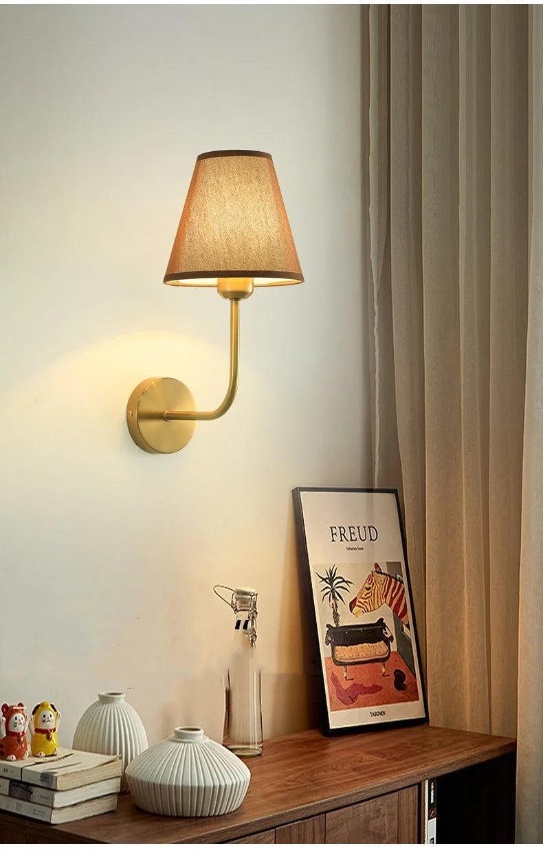 E27 American fabric wall lamp simple hotel room