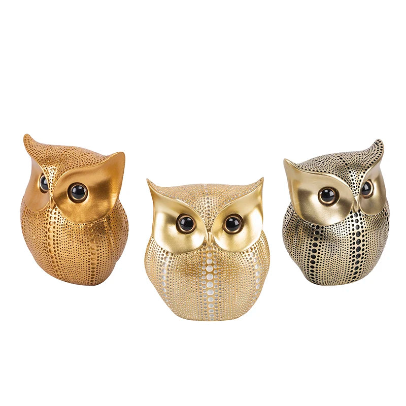 Nordic Style Owls Ornament, Resin Craft Bird
