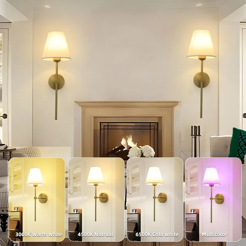 E27 American fabric wall lamp simple hotel room
