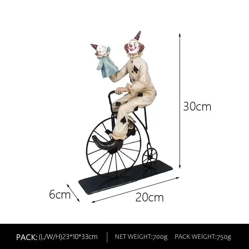 Circus Clown Statue Ornament Buffoon Doll