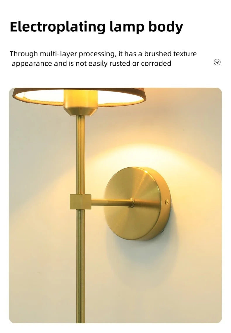 E27 American fabric wall lamp simple hotel room